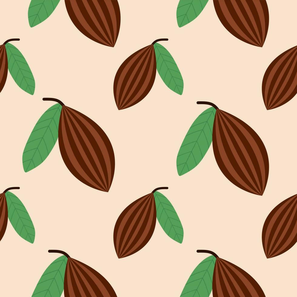 Cacao seamless pattern vector illustration. Natural chocolate. Organic sweet food, graphic art sketch. Cocoa vintage package.