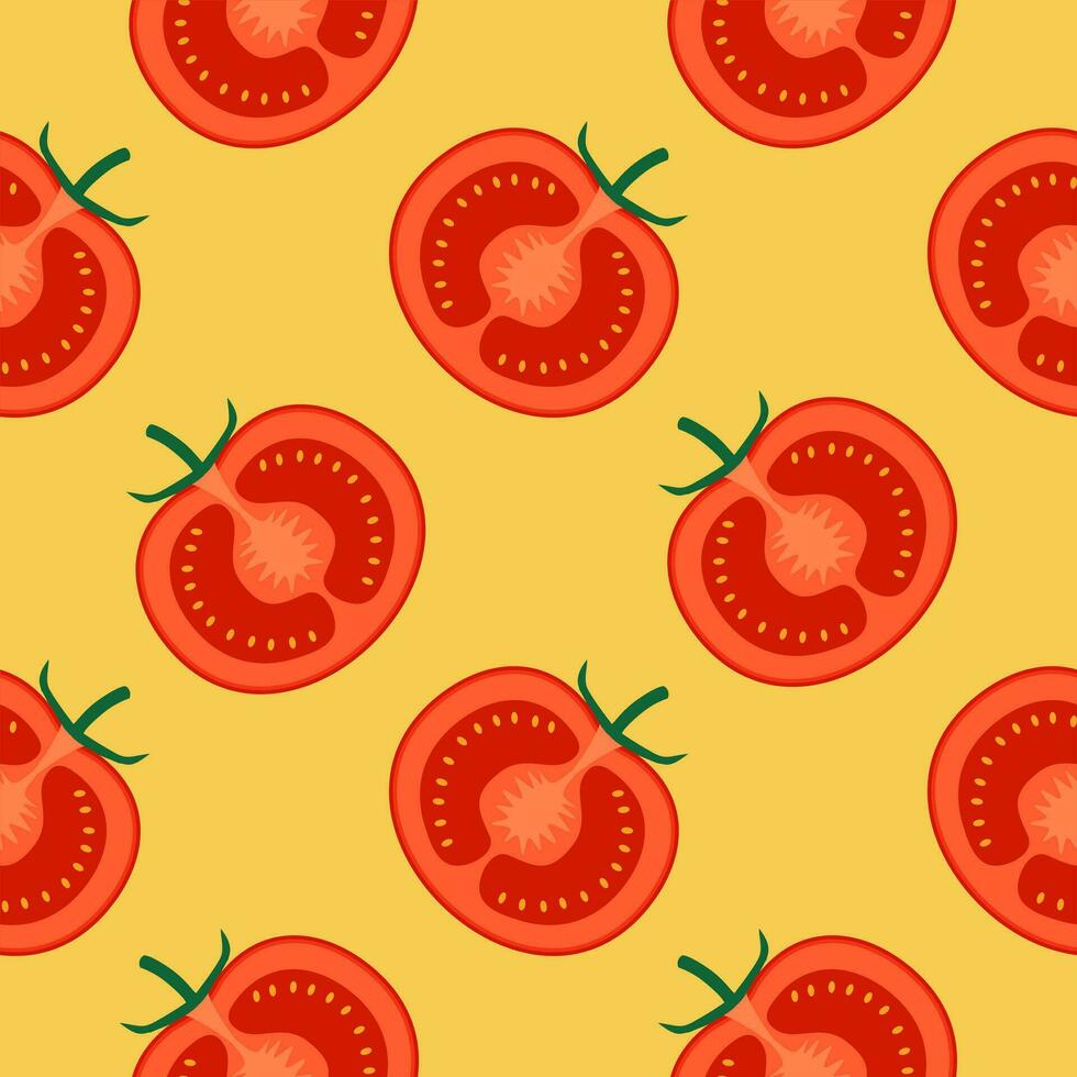 sliced of red tomato seamless pattern vector illustration