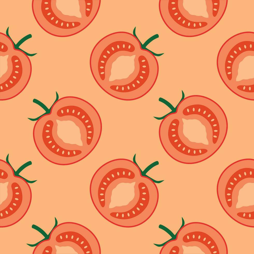 sliced of red tomato seamless pattern vector illustration