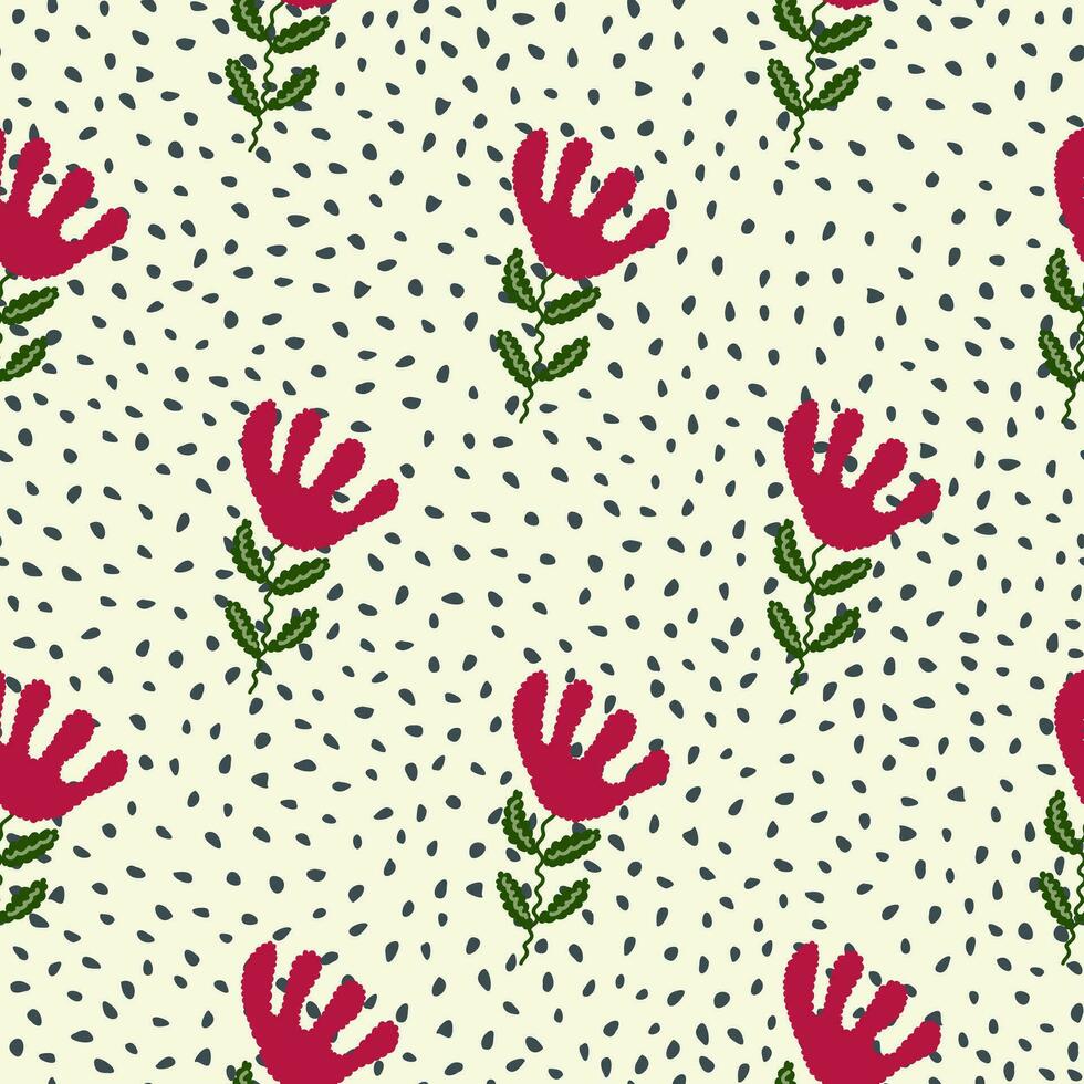 Unusual flower seamless pattern in simple style. Cute stylized flowers background. vector