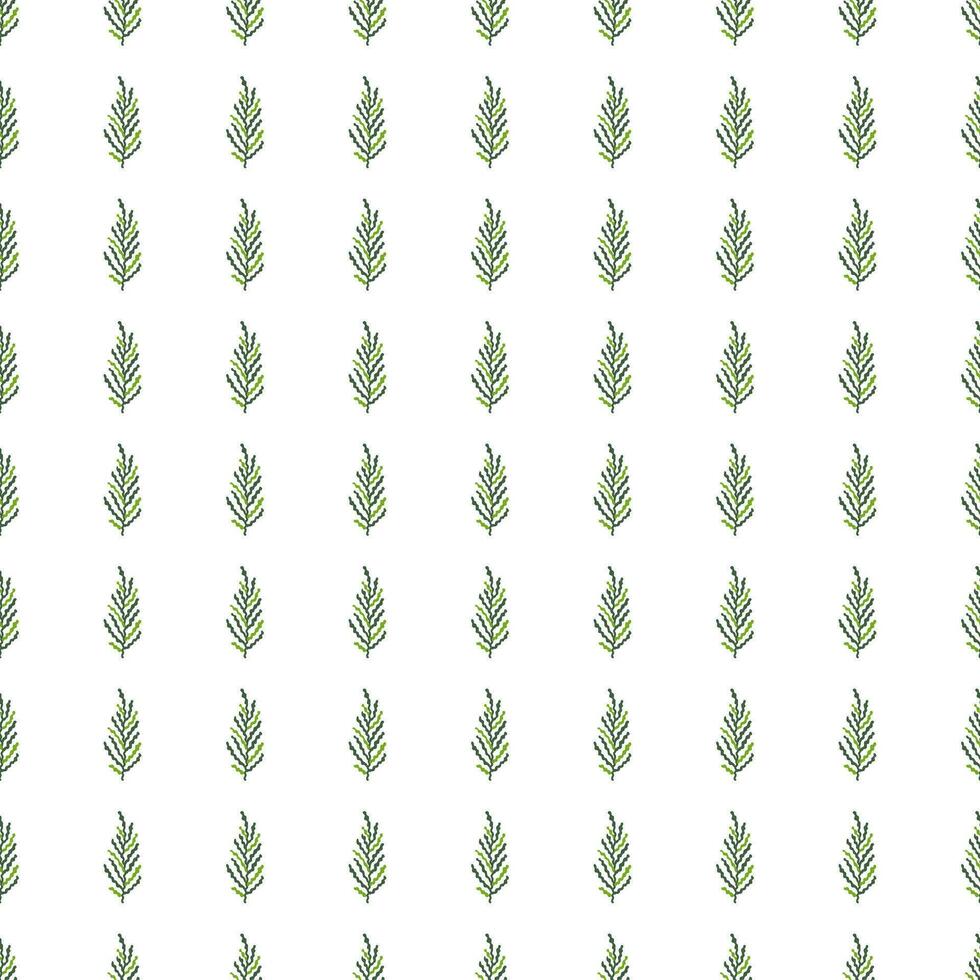 Abstract seaweed backdrop. Organic fern leaves seamless pattern. Simple style botanical background. vector