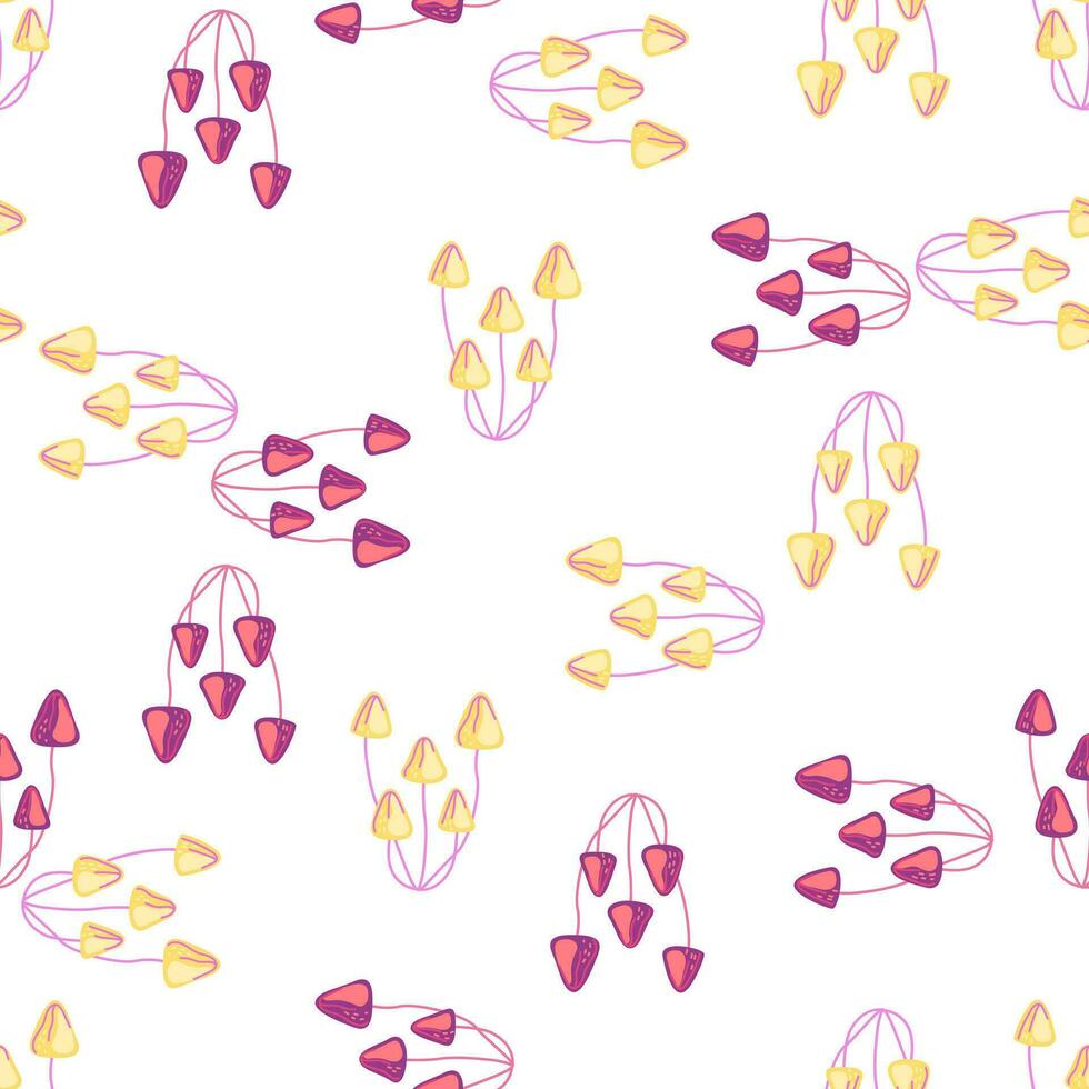 Hand drawn toadstool mushrooms seamless pattern. Magical fly agaric wallpaper. vector