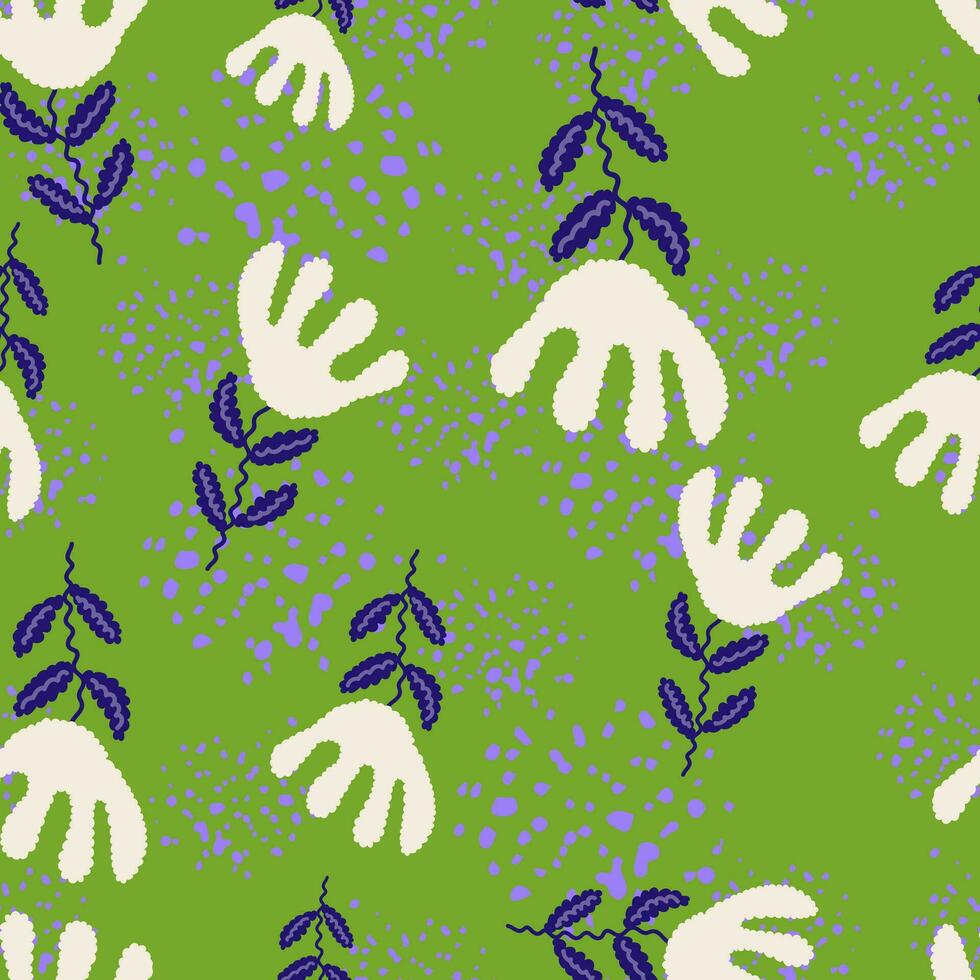 Unusual flower seamless pattern in simple style. Cute stylized flowers background. vector