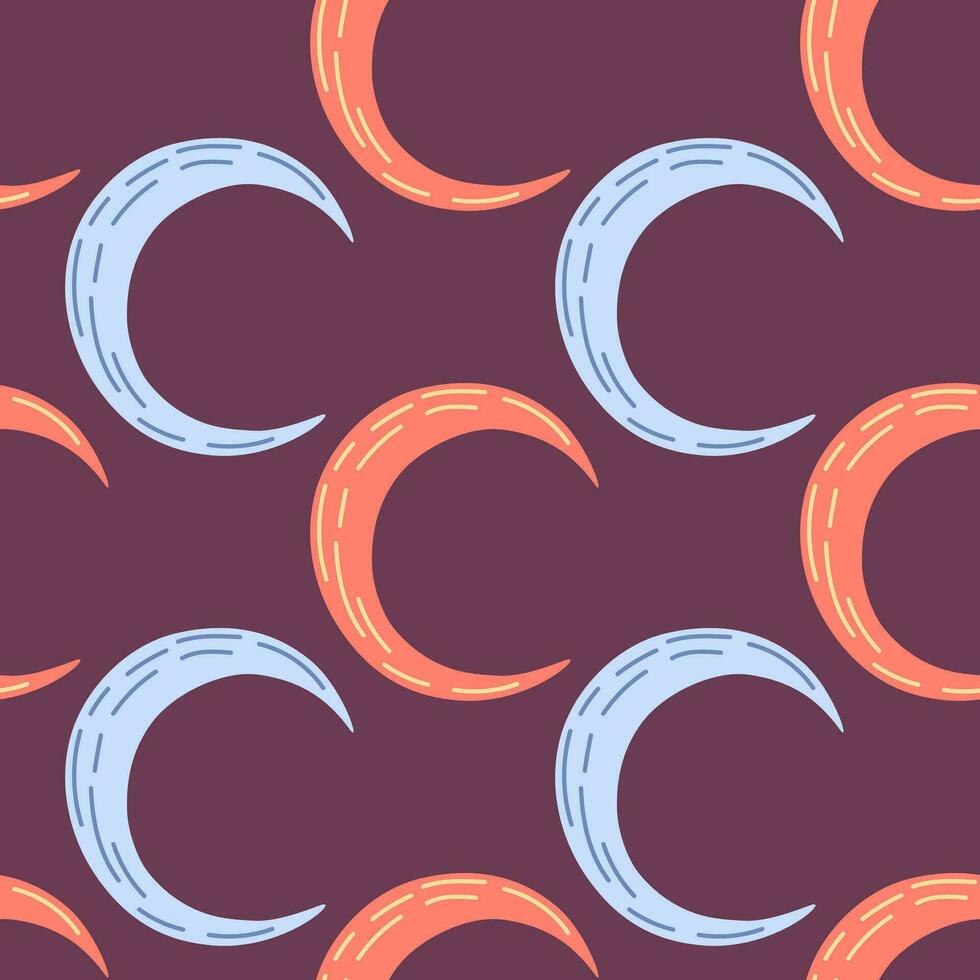 Simple moon silhouettes seamless pattern. vector
