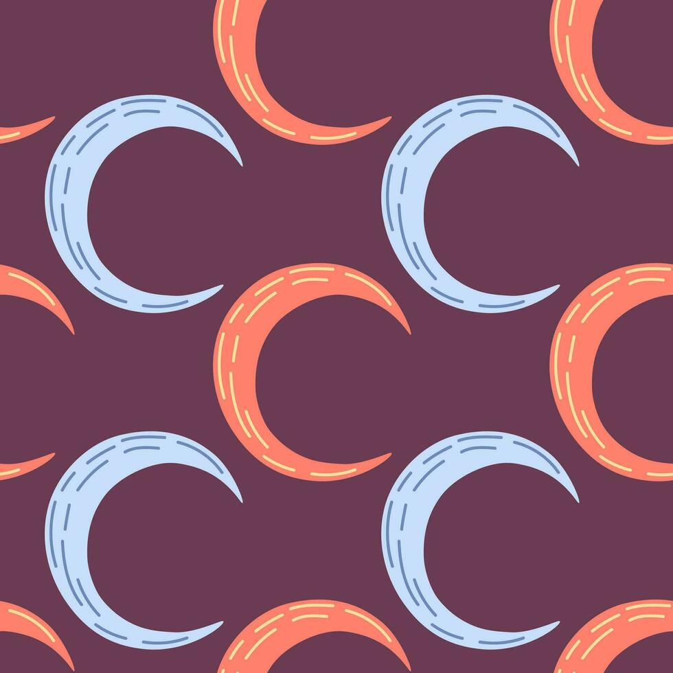 Simple moon silhouettes seamless pattern. vector