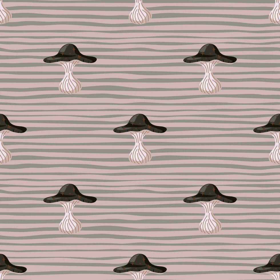 Hand drawn psychedelic mushrooms seamless pattern. Magical fly agaric wallpaper. vector