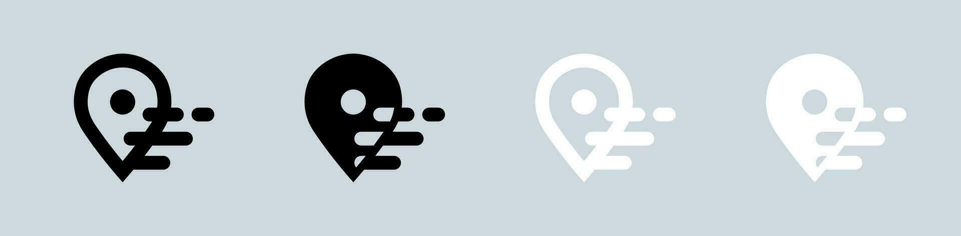 Location icon set in black and white. Pin pointer signs vector illustration.