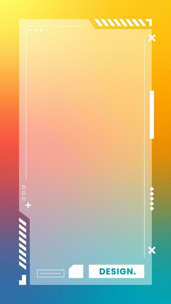 Futuristic vertical gradient background. Social media frame vector illustration.