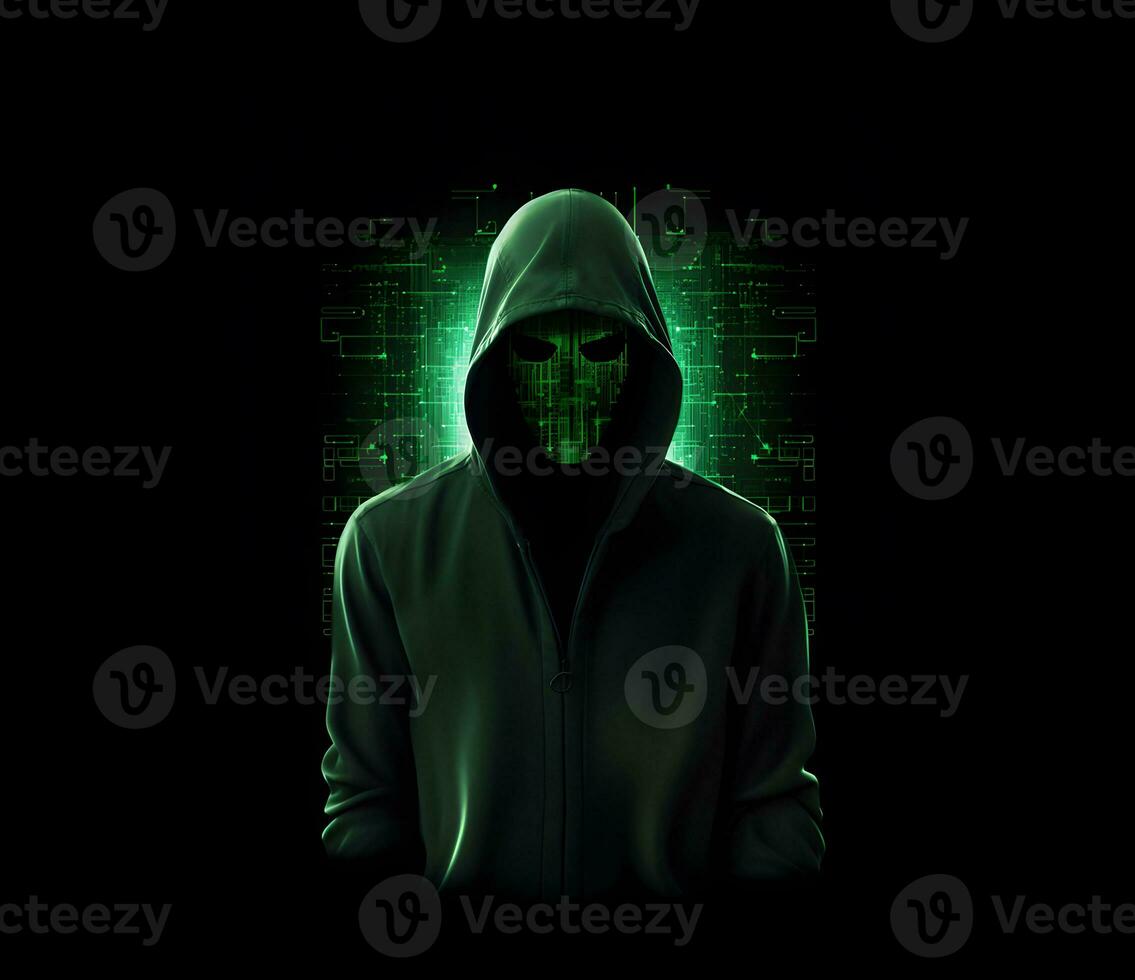 Anonymous hacker. Concept of dark web, cybercrime, cyberattack, etc photo