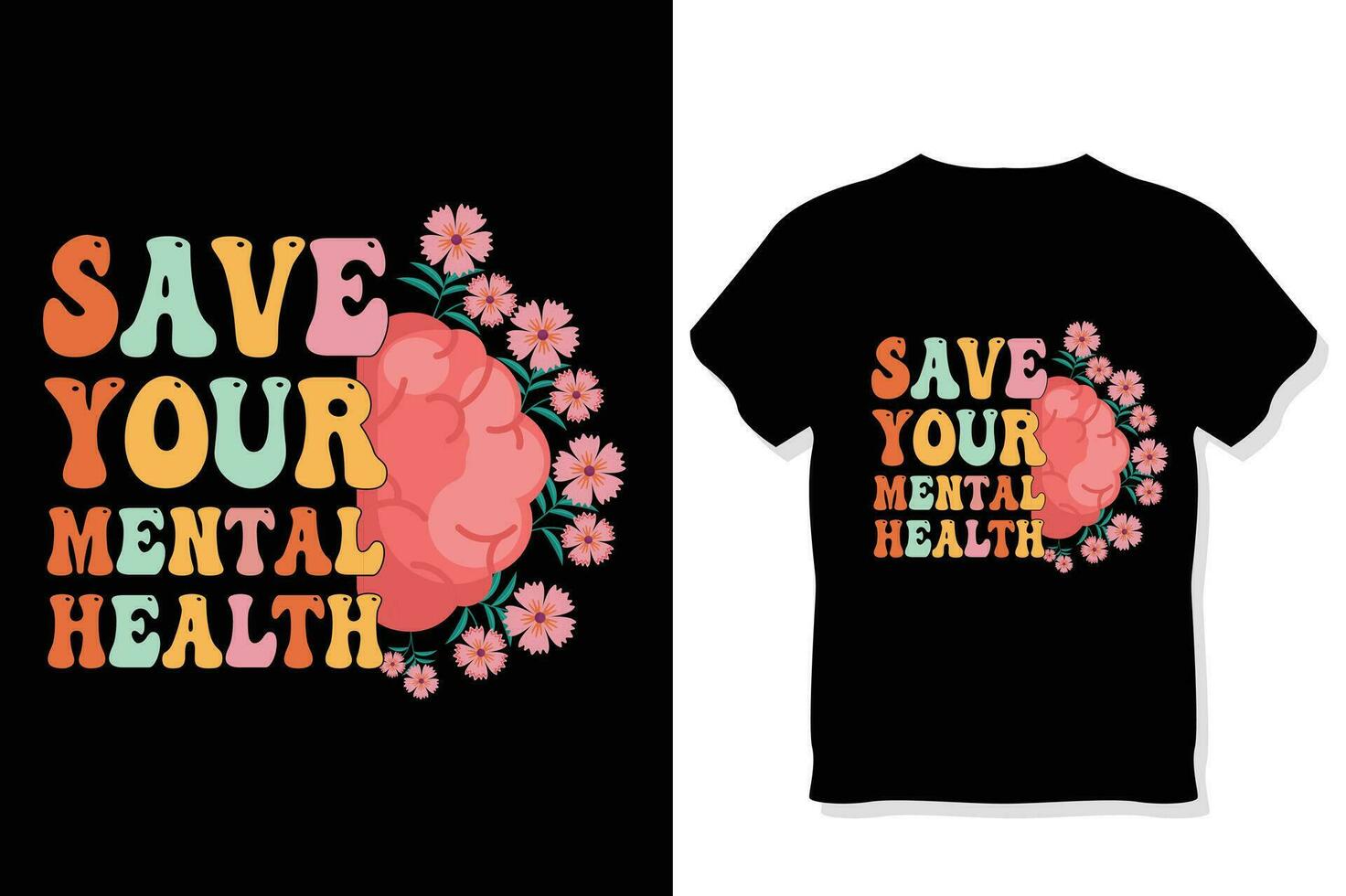 Retro Mental Health Awareness T-Shirt vector