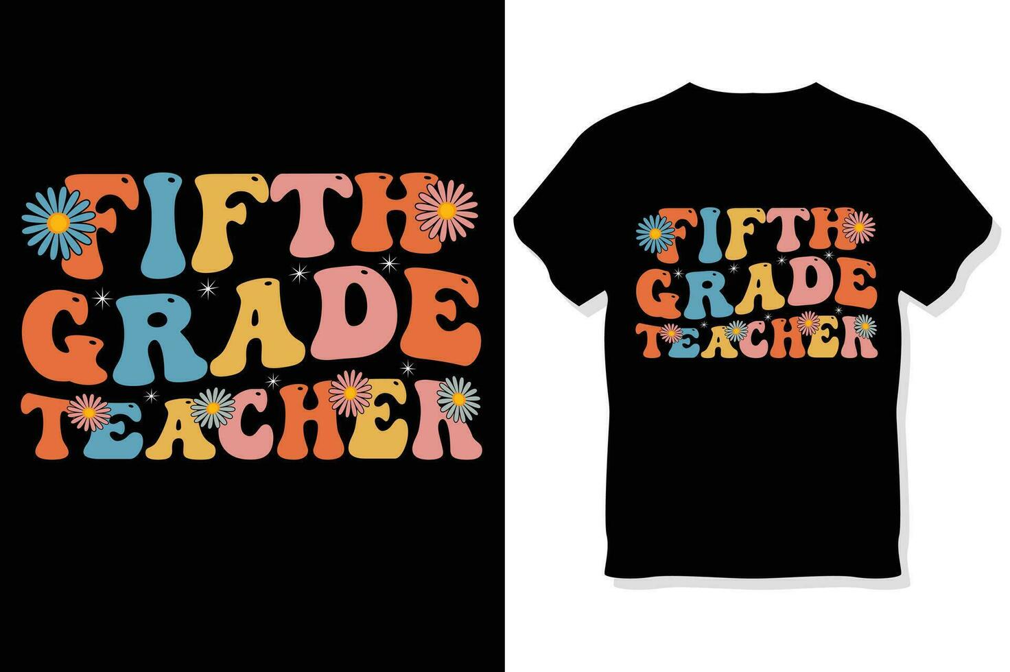Fifth grade  teacher  Retro wavy Teacher t shirt ,Teachers day  t shirt vector