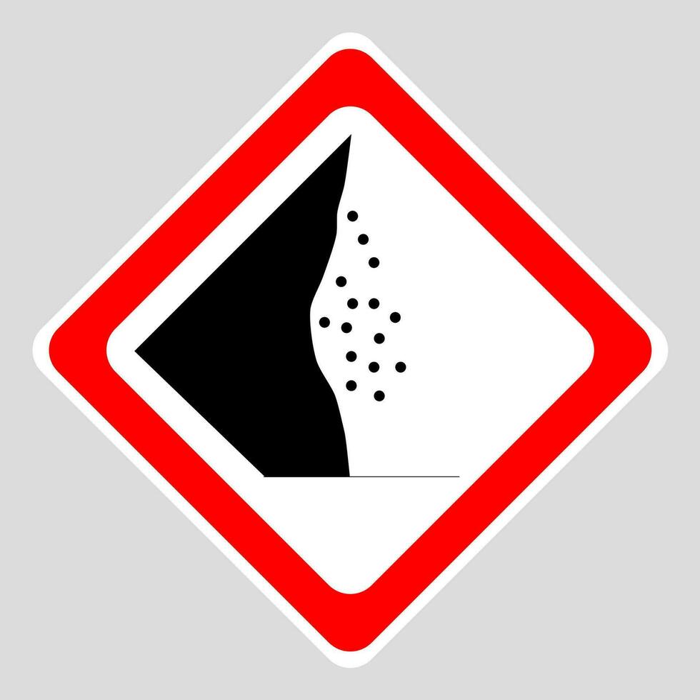 Falling rock sign. Vector illustration.