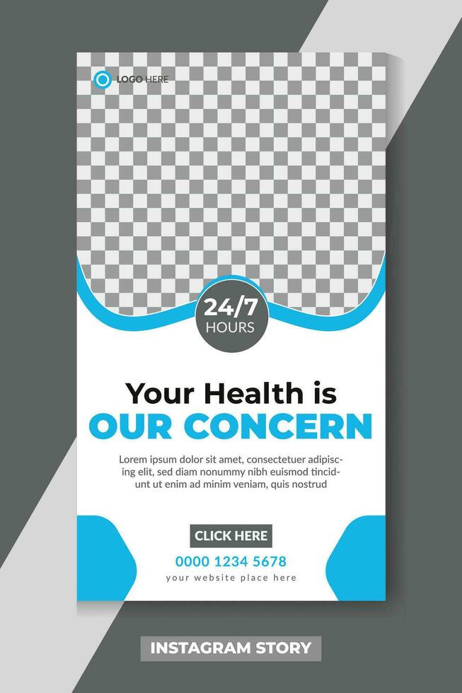 Medical healthcare social media stories template. vector