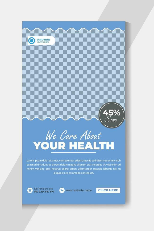 Medical care social media stories post template vector