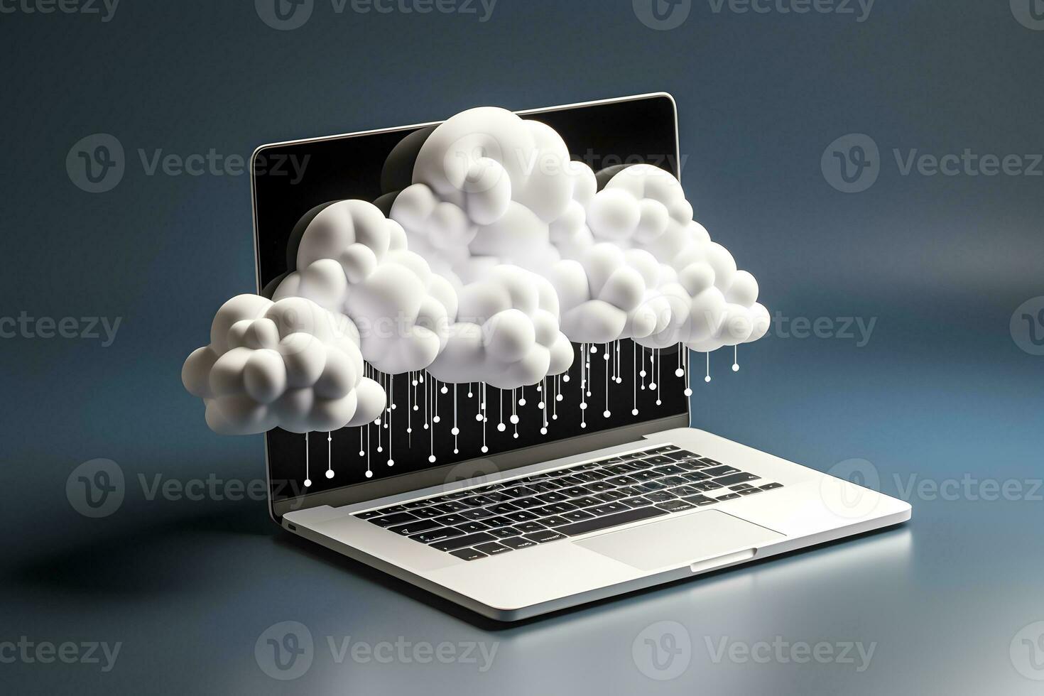 Cloud data storage, cloud computing and data transfer concept. AI generated photo