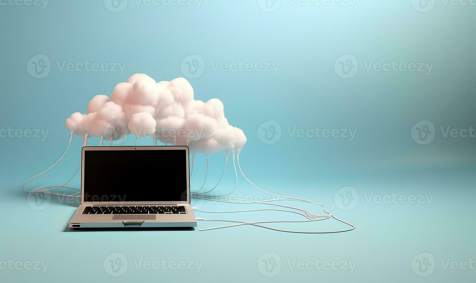 Cloud data storage, cloud computing and data transfer concept. AI generated photo