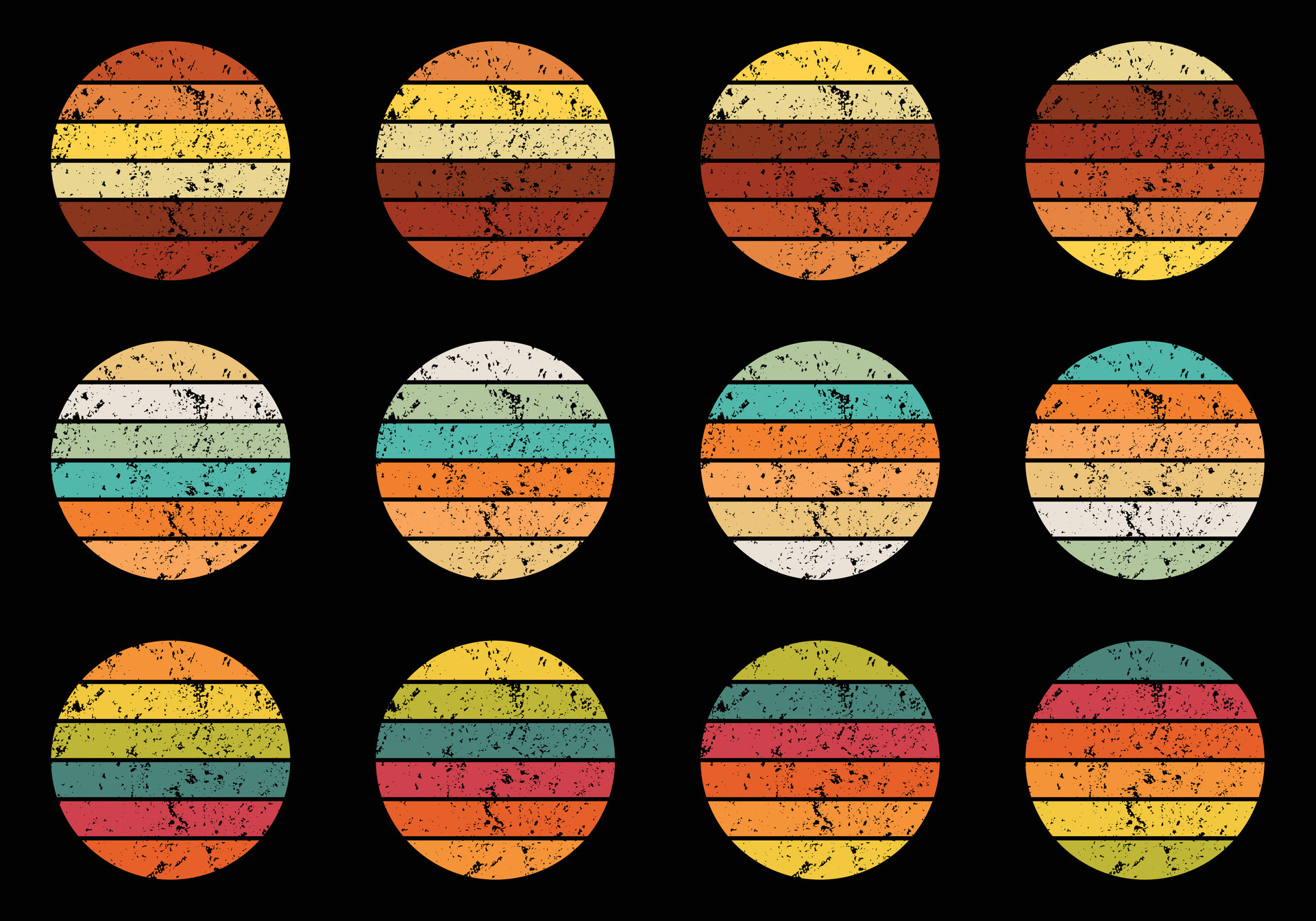 Retro vintage circle sunset background grunge sun vector element for