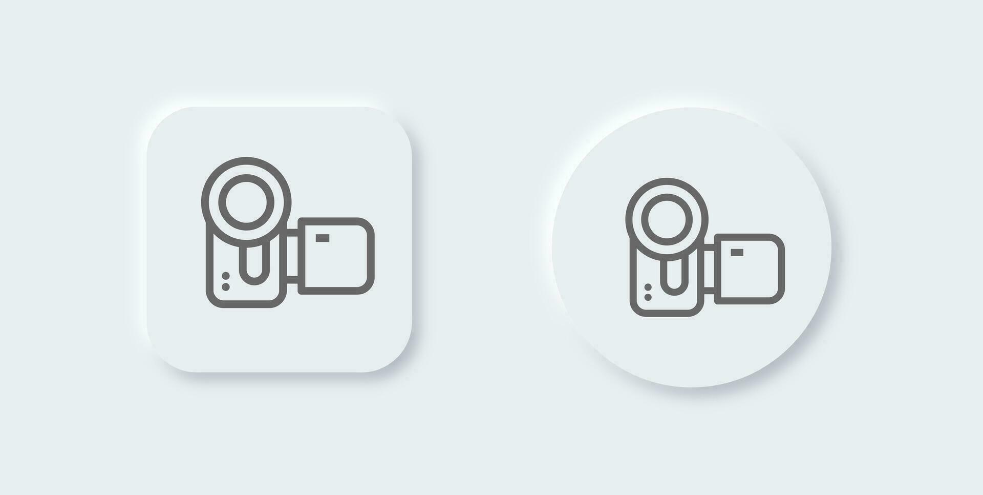 Handycam line icon in neomorphic design style. Camera recorder signs vector illustration.