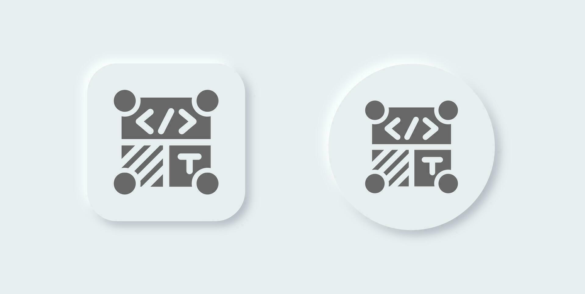 Template solid icon in neomorphic design style. Layout signs vector illustration.