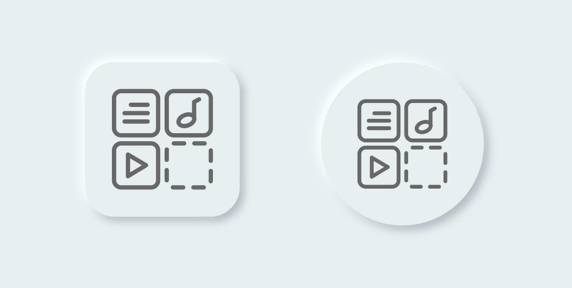 Content line icon in neomorphic design style. Social media signs vector illustration.