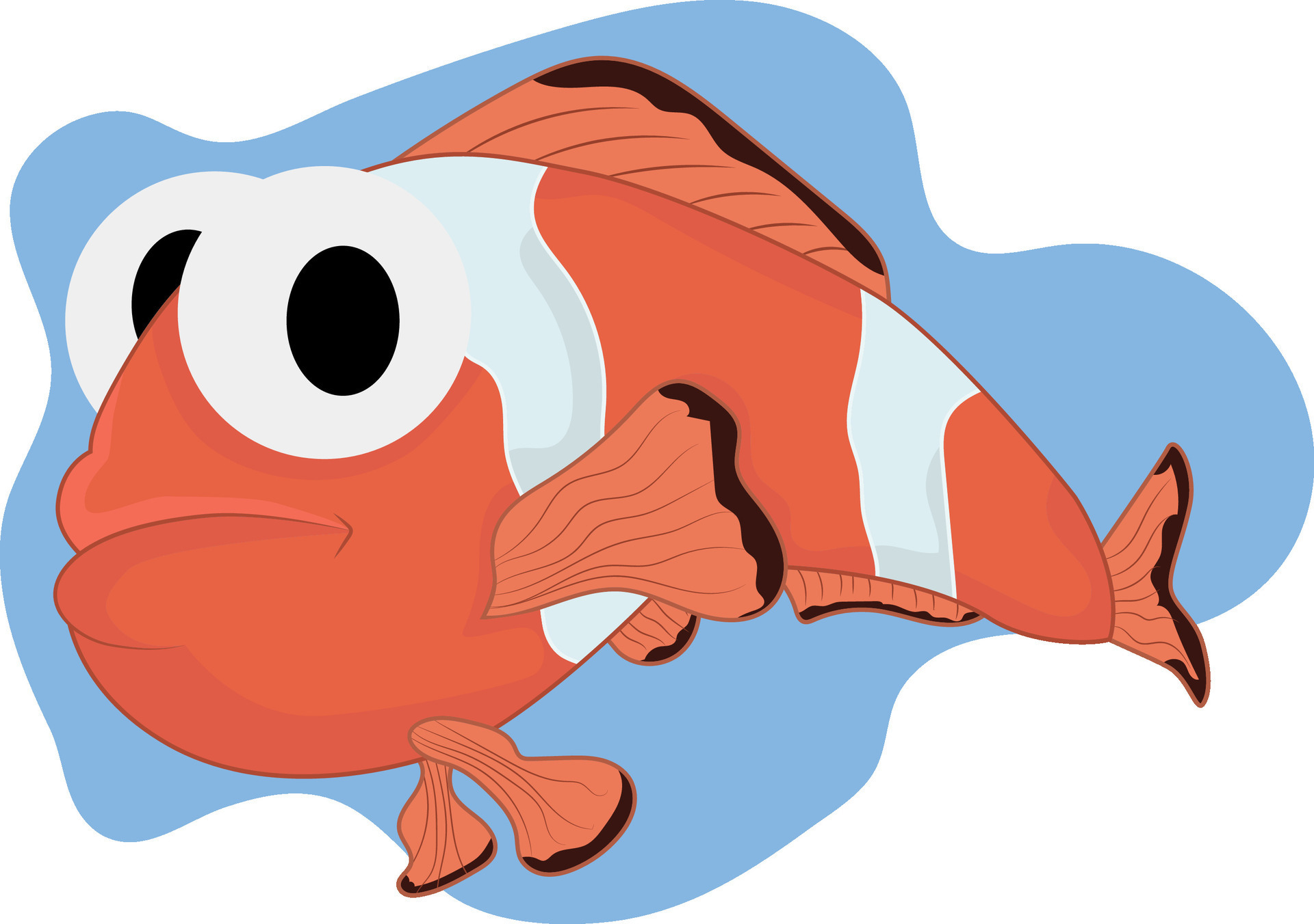 Scared clownfish Swimming Cartoon. Flat Cartoon Style 27163923 Vector