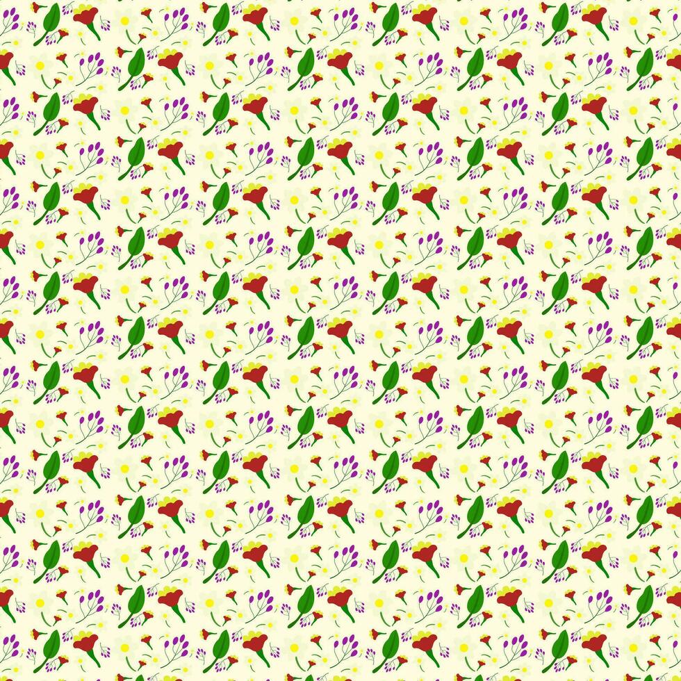 Flora seamless pattern. Flat colors background vector