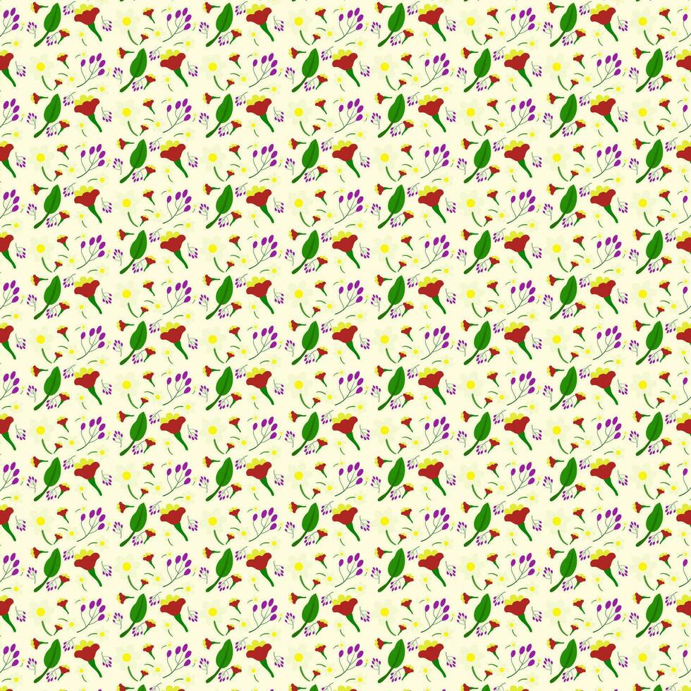 Flora seamless pattern. Flat colors background vector