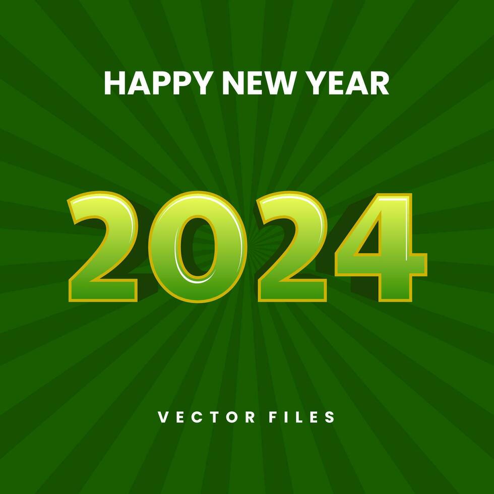 Green 2024 New Year Vector