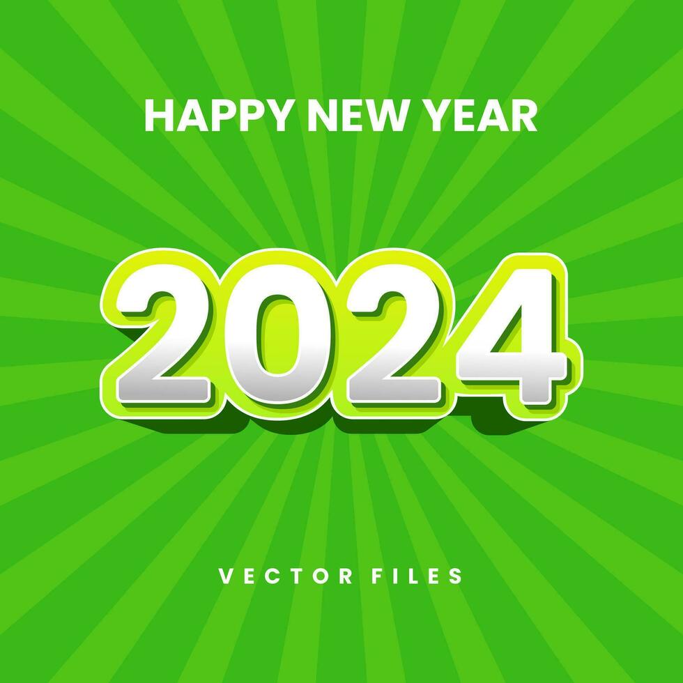 White Green 2024 New Year Vector