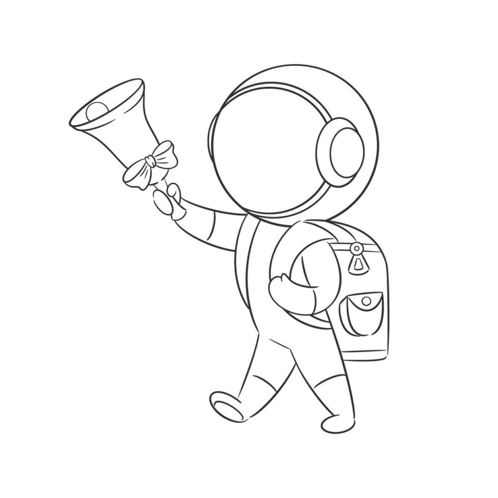 Astronauts go to school with bells for coloring vector