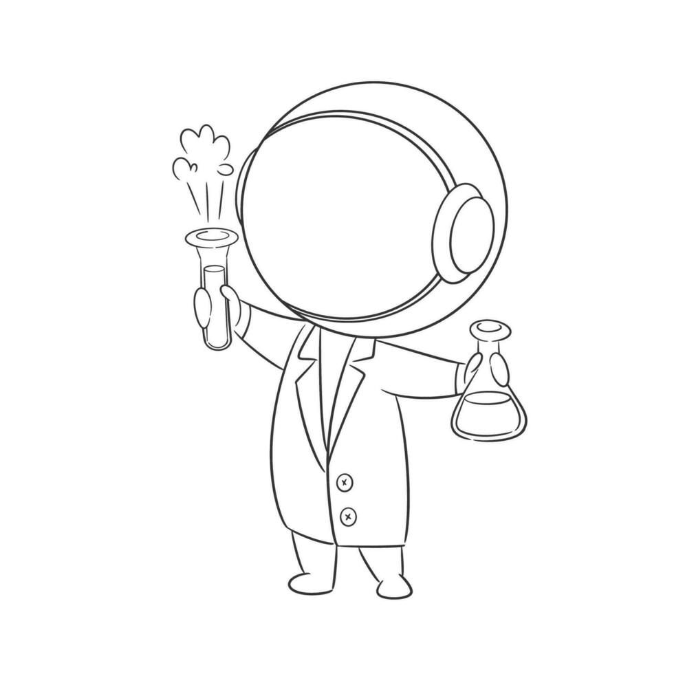 The astronaut is distributing the potion he is carrying in his hand for coloring vector