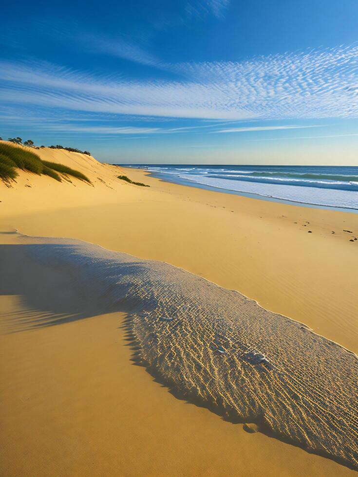 the sand dunes and grass on the beach ai generated photo