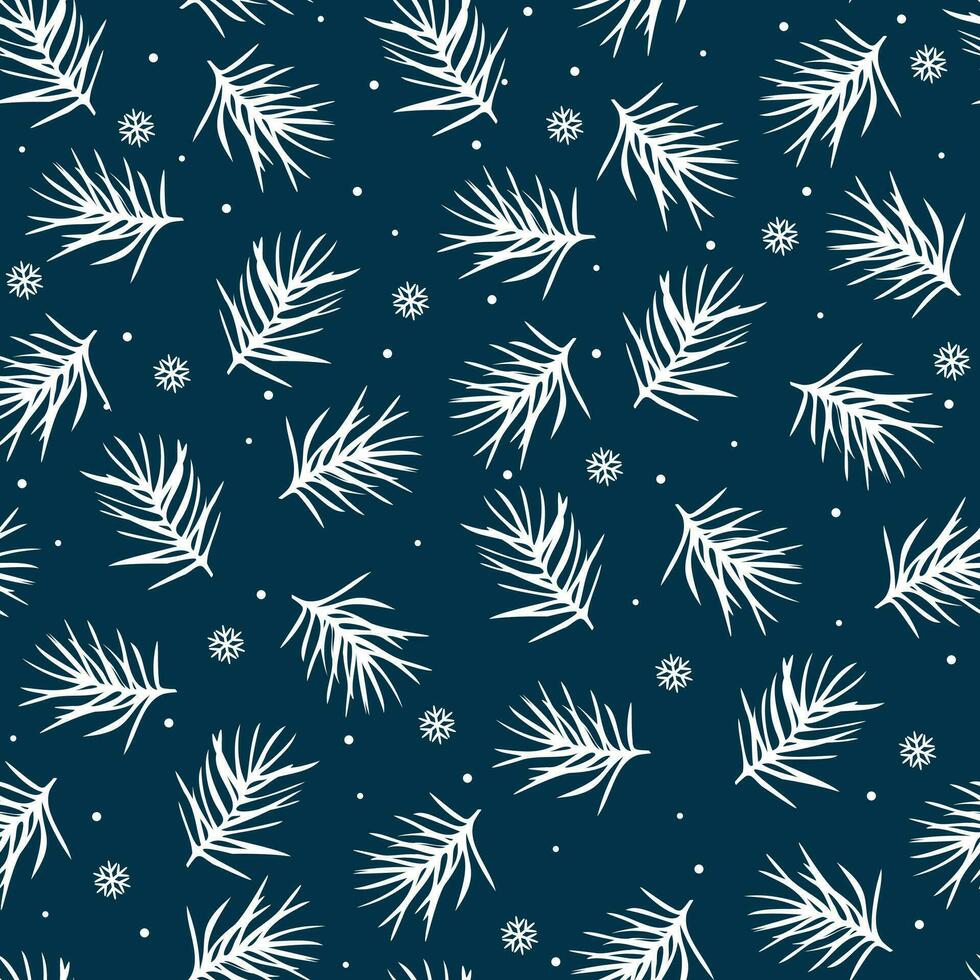 Seamless pattern with pine cone and snowflakes on blue background. Pattern for gift wrapping paper, textille vector