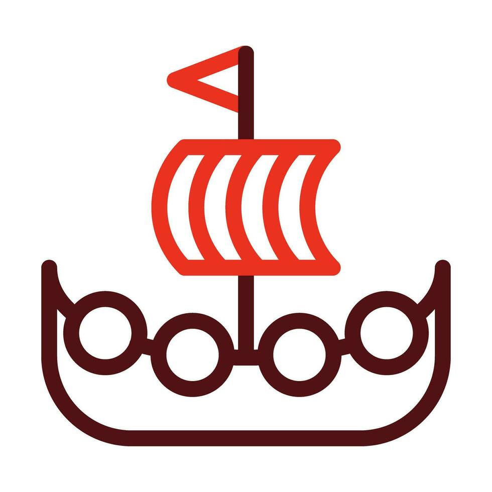 Viking Ship Glyph Two Color Icon For Personal And Commercial Use. vector