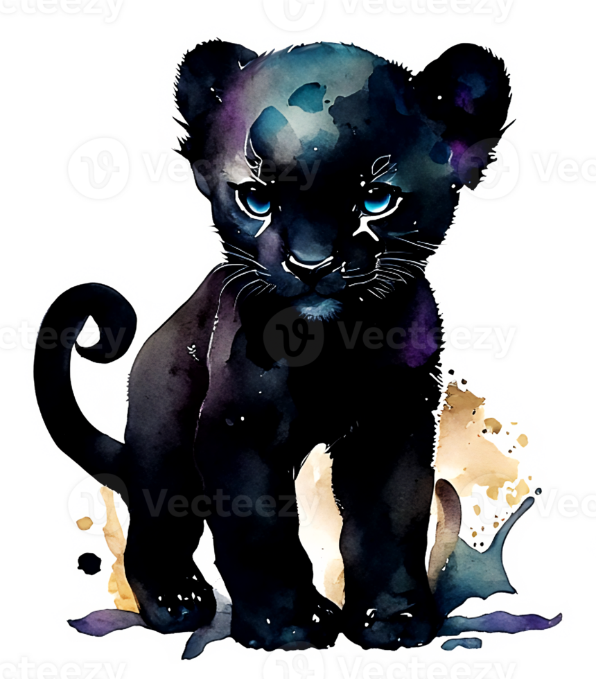 Aquarell schwarz Panther ai generativ png