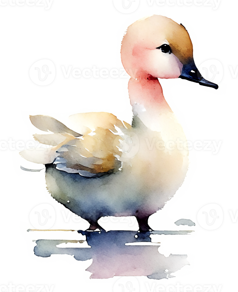Cute Watercolor Goose AI Generative png
