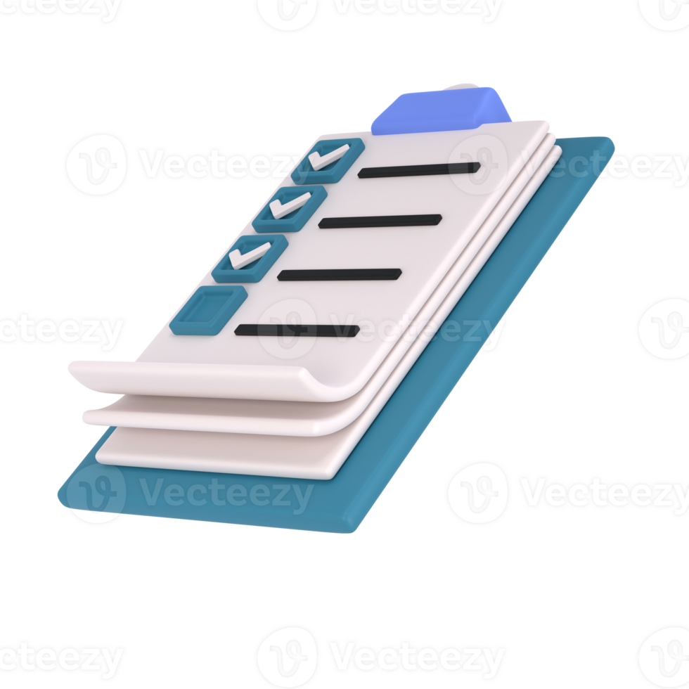 3d white clipboard icon task management todo check list on turquose plane background. Work project plan concept, isolated transparent png, posting plan. productivity checklist png