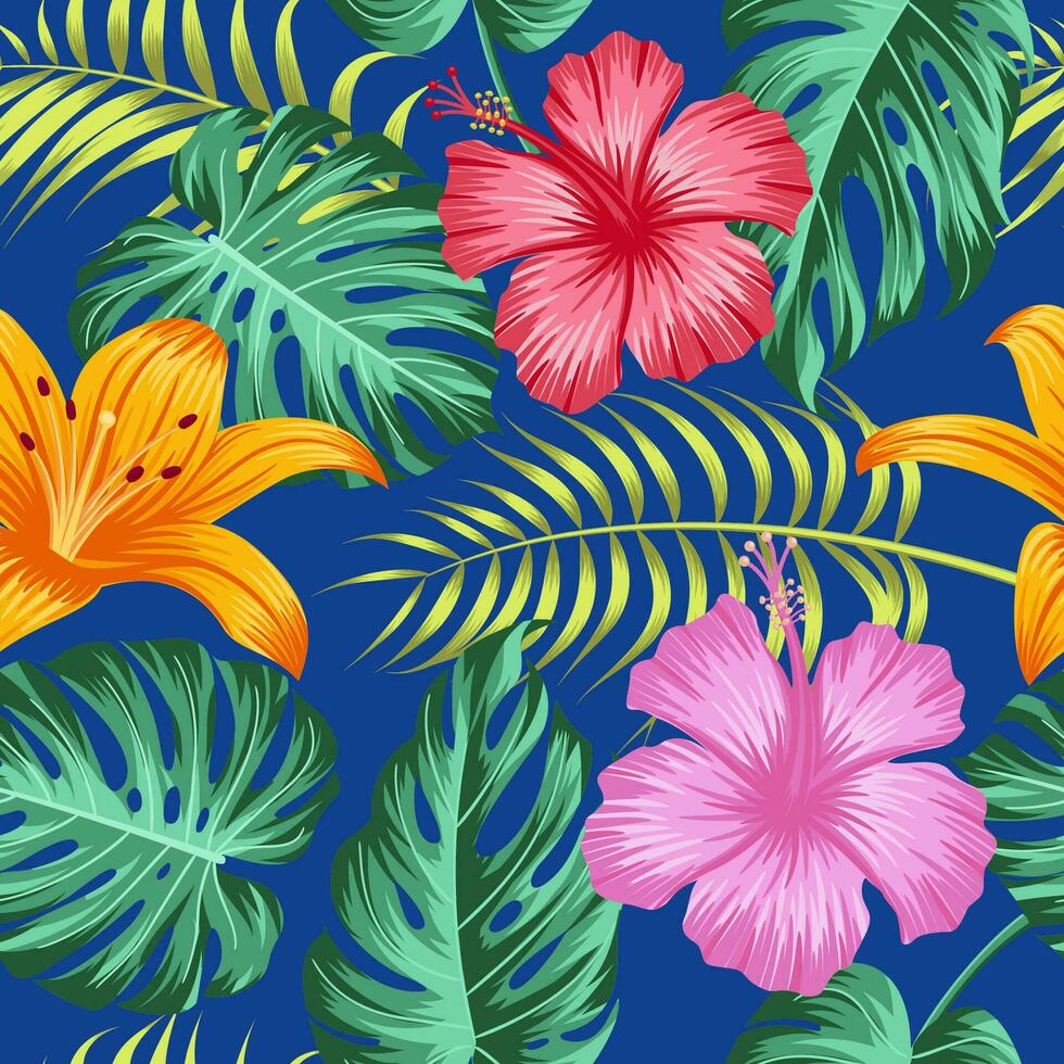 Floral seamless pattern with leaves. tropical background vector