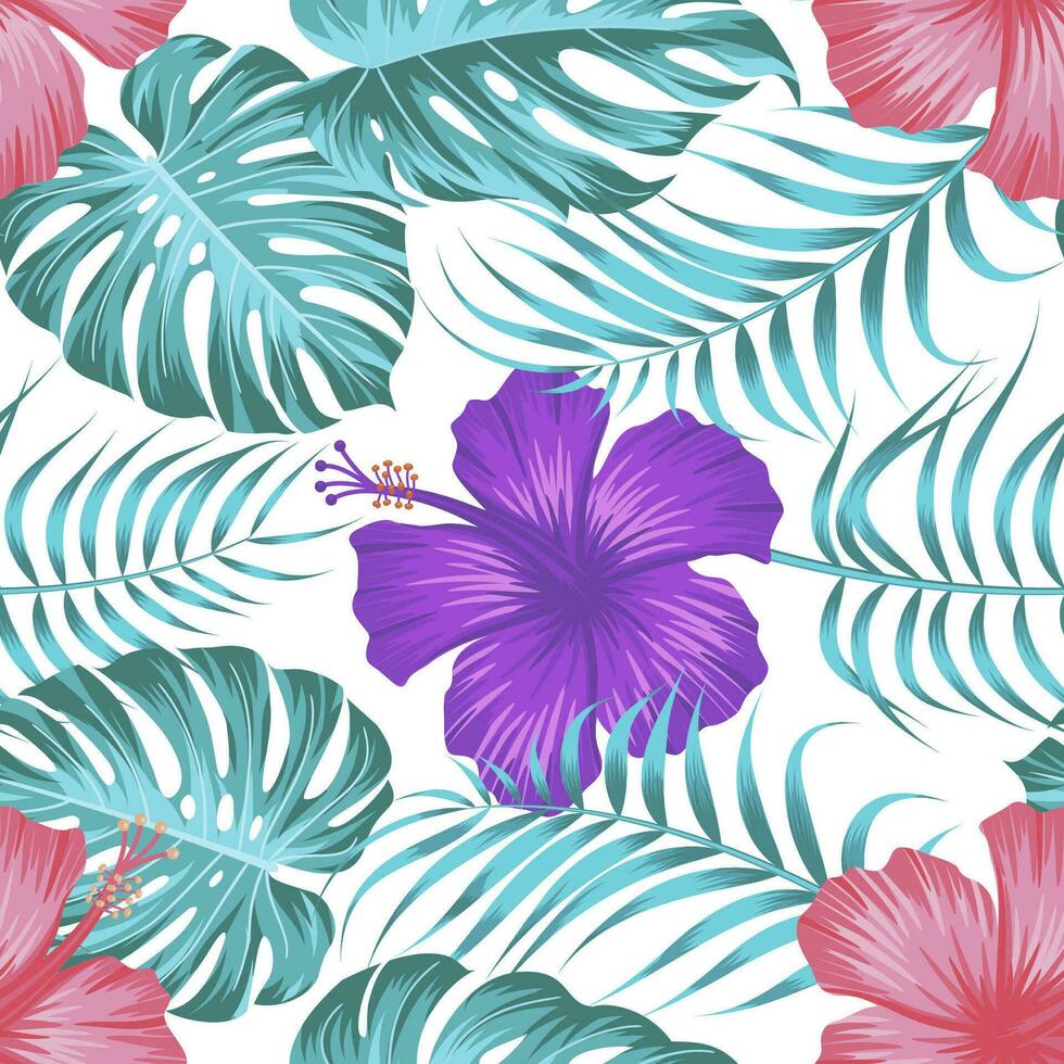 Floral seamless pattern with leaves. tropical background vector