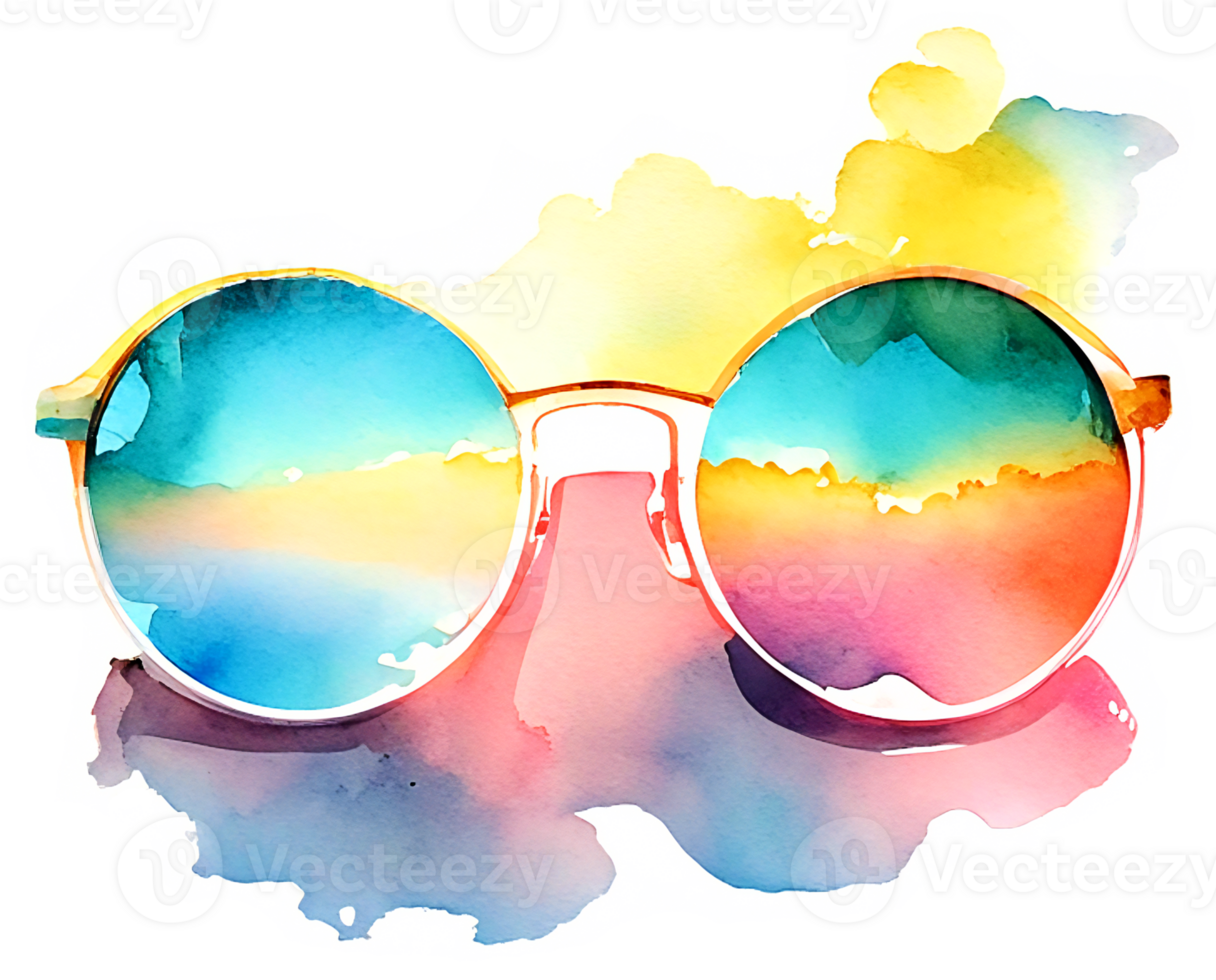 Tropical Watercolor Sun Glasses AI Generative png