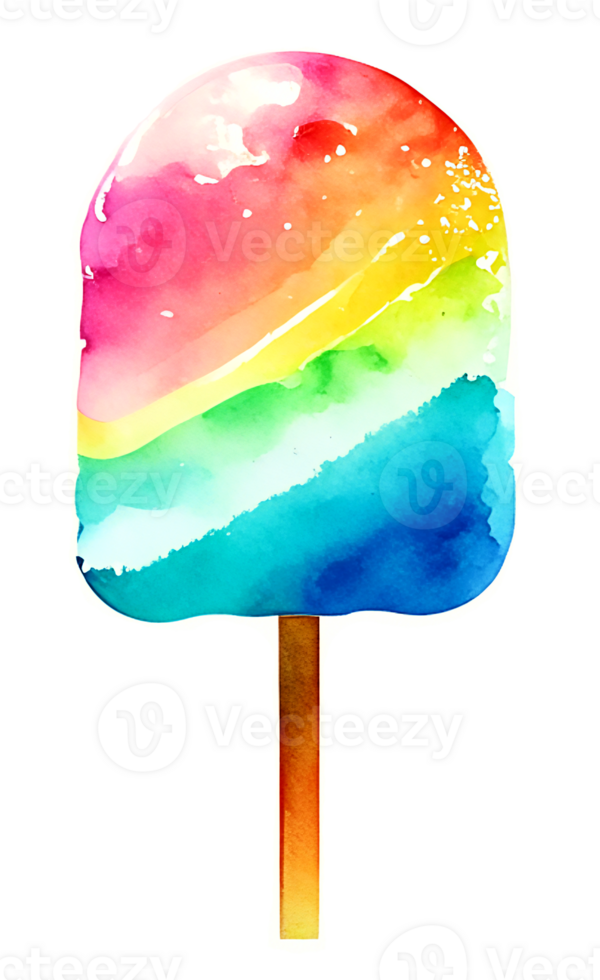 Colorful Watercolor Ice Pop AI Generative png