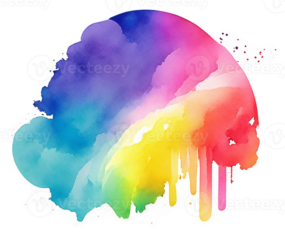 Rainbow Ink Splash Watercolor Texture AI Generative png