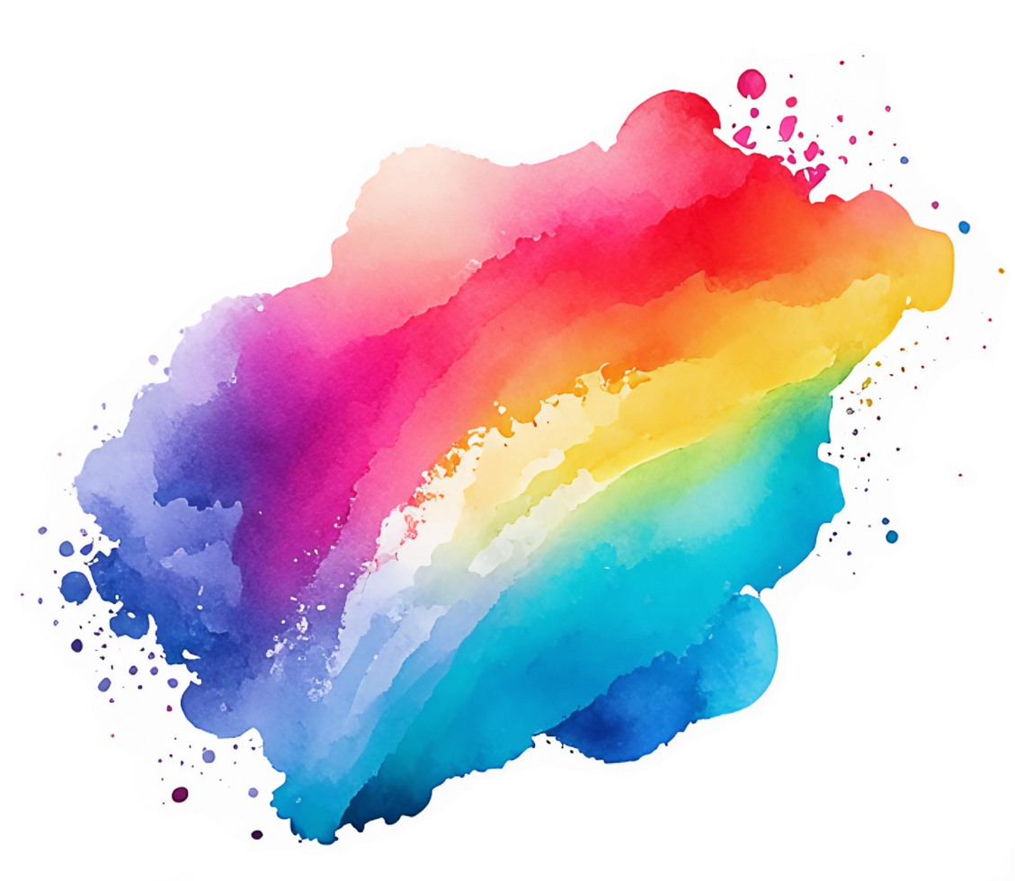Rainbow Ink Splash Watercolor Texture AI Generative png
