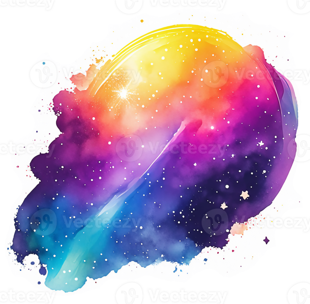 Rainbow Space Splash Watercolor Ink Texture AI Generative png