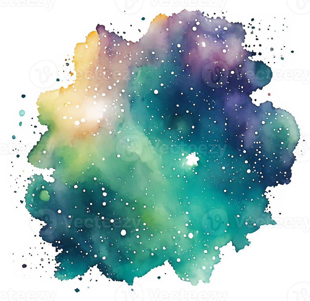 Cosmic Green Space Splash Watercolor Ink Texture AI Generative png