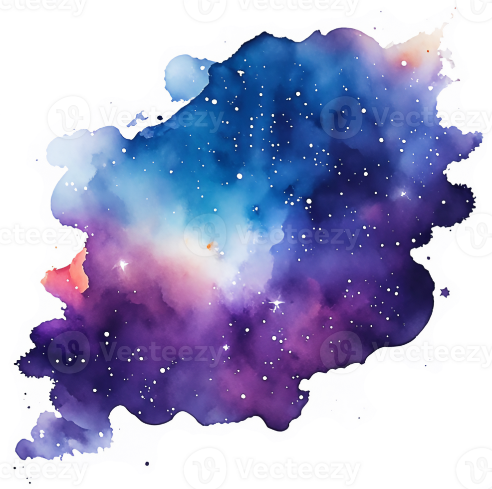 A Galactic Watercolor Ink Stain Backdrop Element AI Generative png