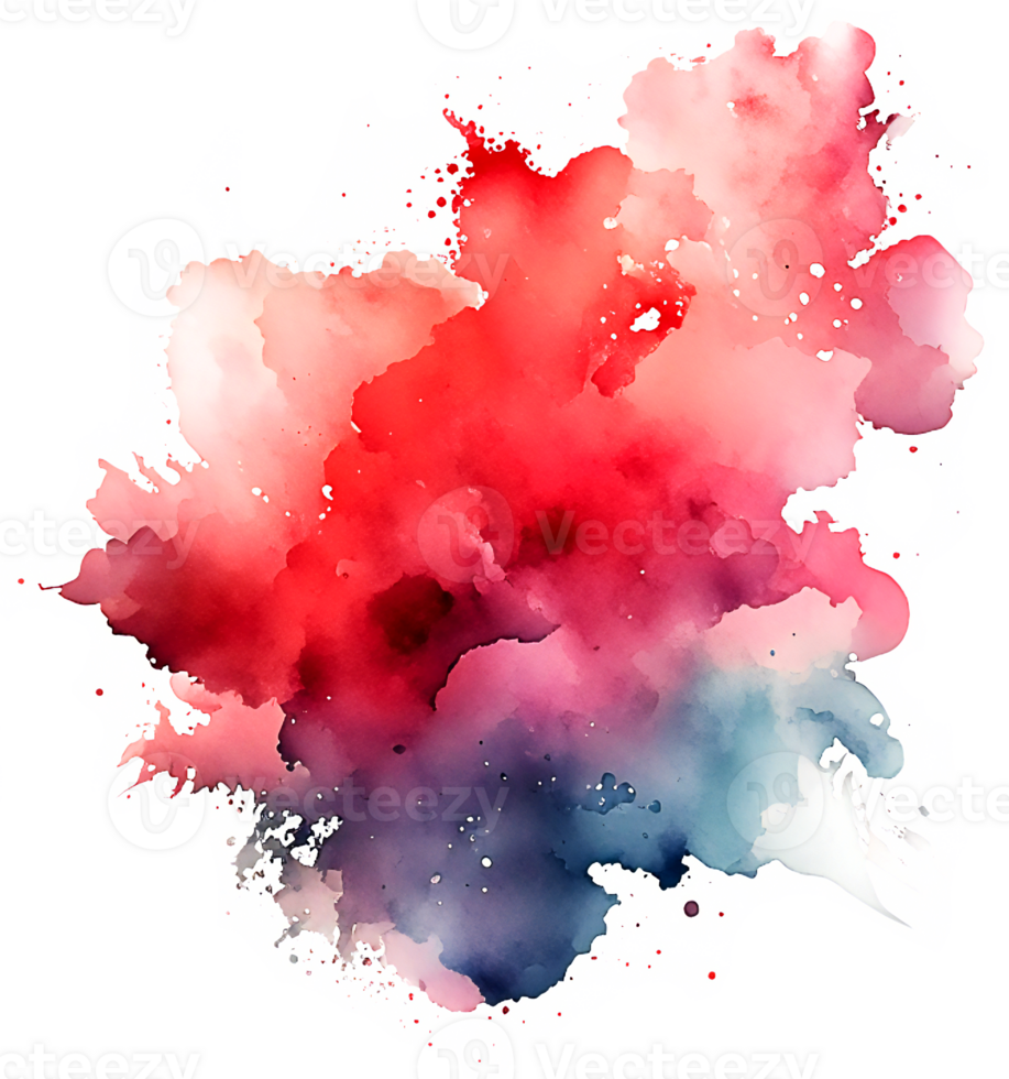 A Red Watercolor Ink Stain Backdrop Element AI Generative png