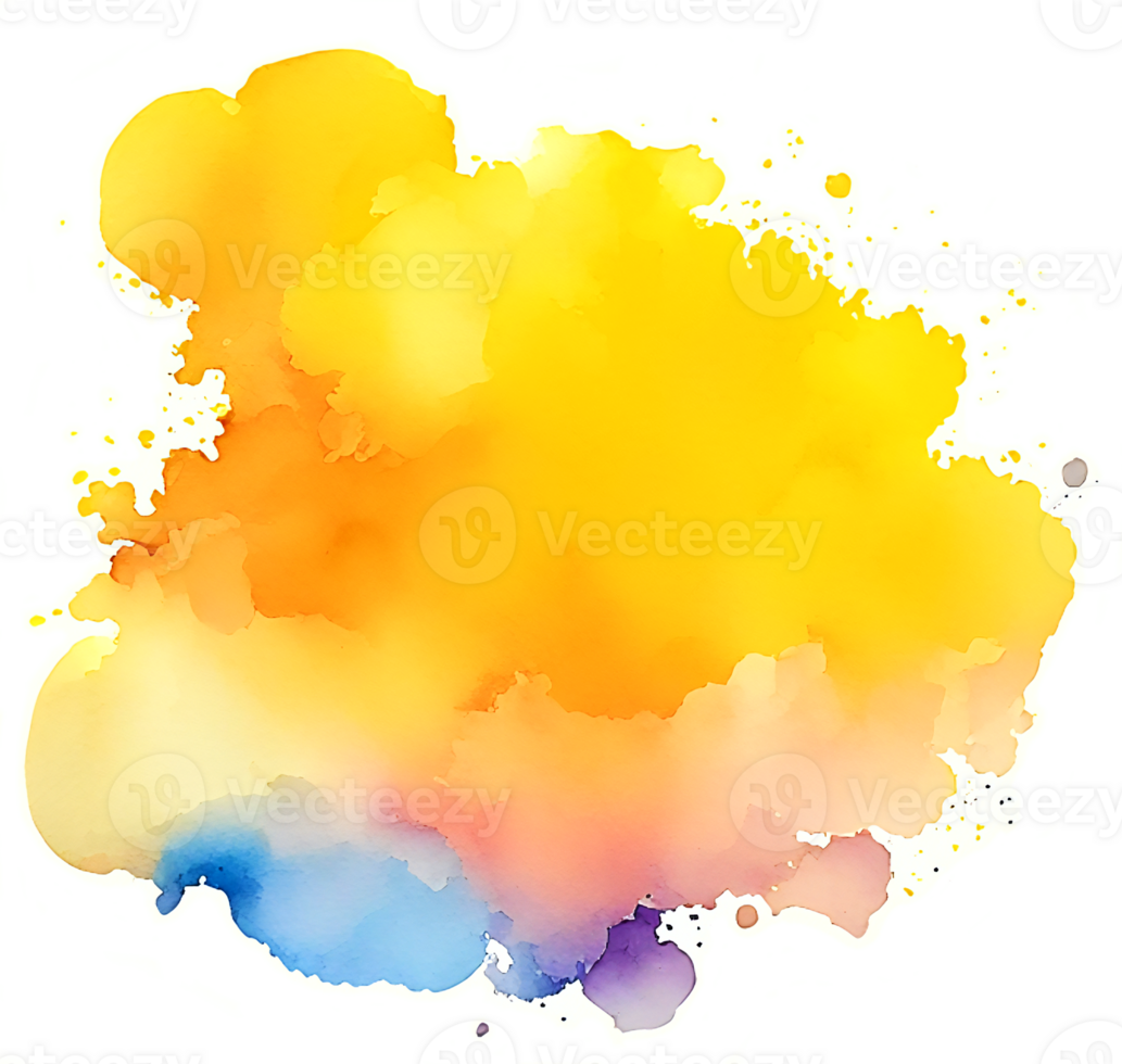 A Yellow Watercolor Ink Stain Backdrop Element AI Generative png