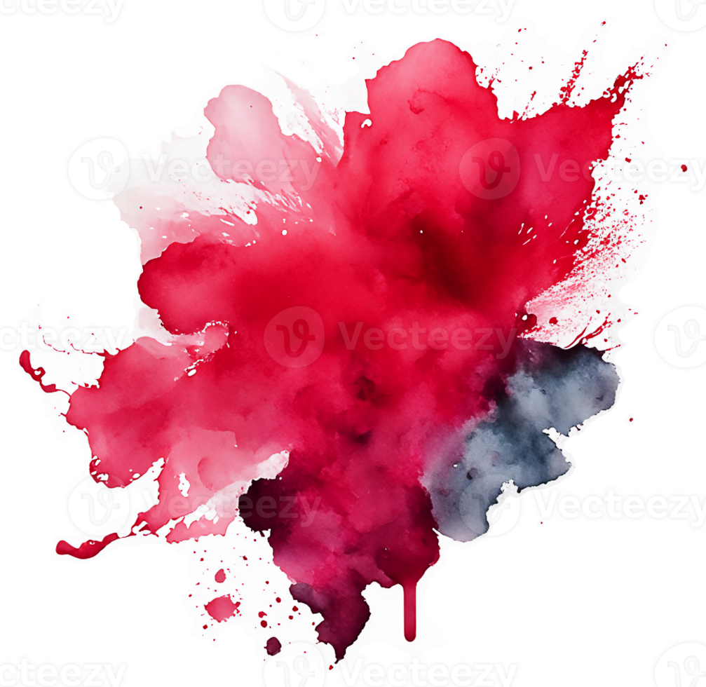 A Red Watercolor Ink Stain Backdrop Element AI Generative png