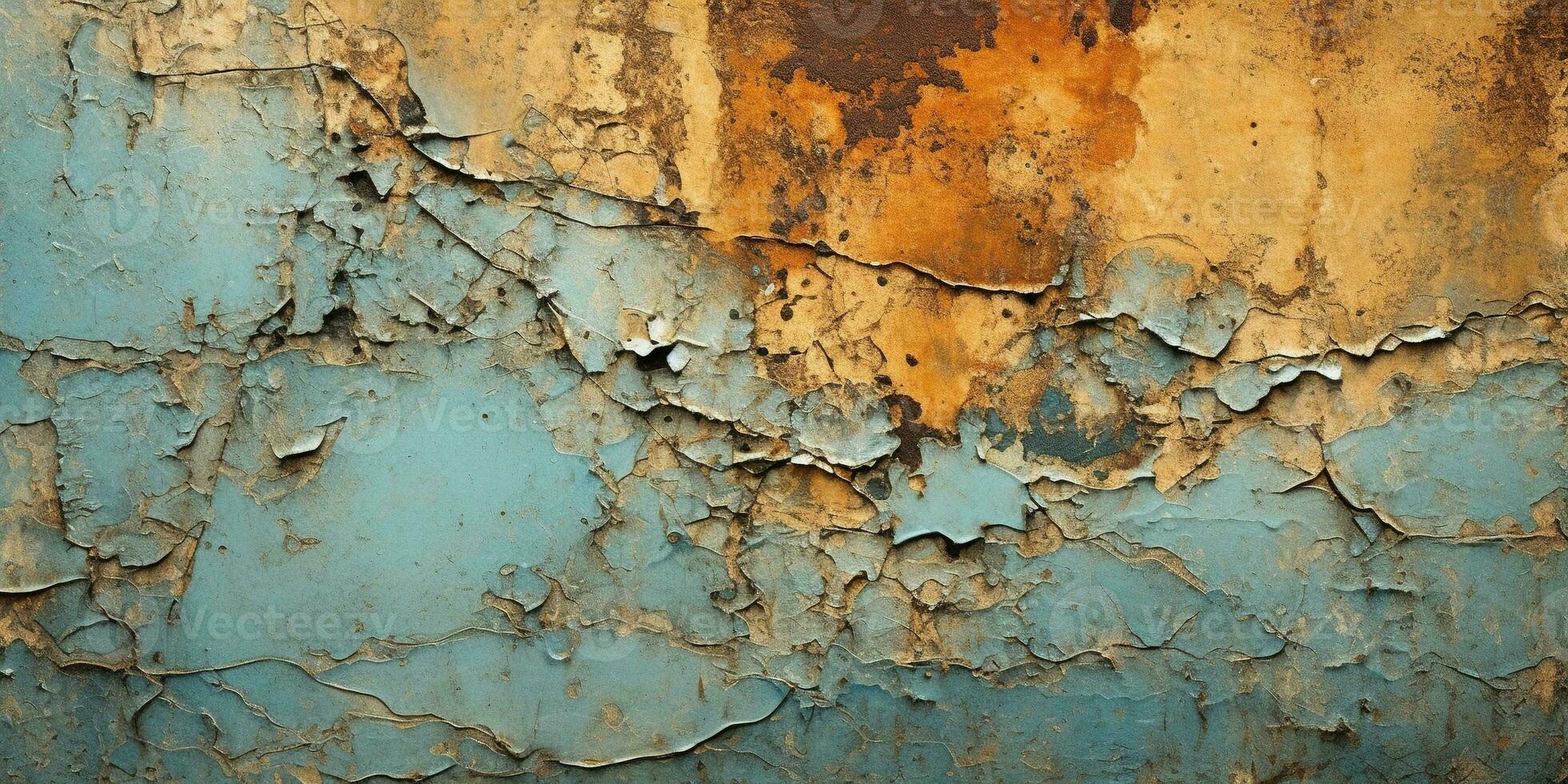 Generative AI, Rusted blue and turquoise metal background. Grunge old wall texture photo